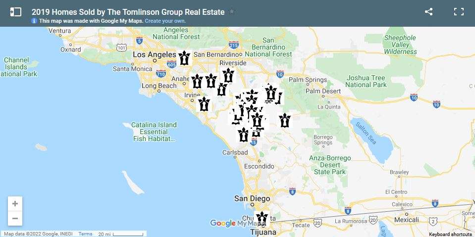 Homes Sold by The Tomlinson Group in 2019 Map